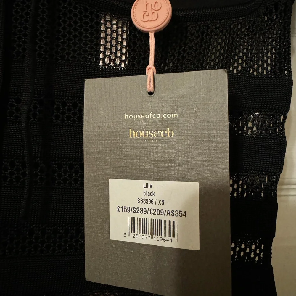 NEW HOUSE OF CB LILLA BLACK OPENWORK KNIT 
MIDI DRESS SIZE XS - Picture 7 of 15